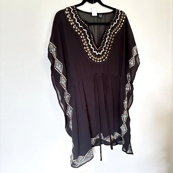 Raviya | Black Beaded Swim Coverup | Size Small - Picture 2 of 15